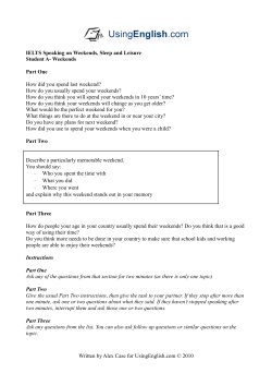 IELTS Speaking- Sleep, Leisure and Weekends