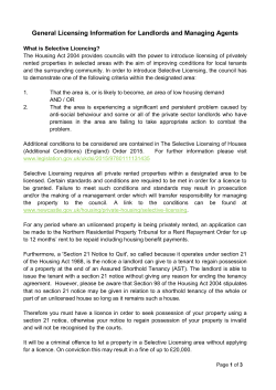Selective Licensing Guide Landlords and Agents
