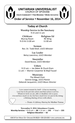 Order of Service - Unitarian Universalist Church of Spokane