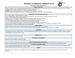 Homework Plan Grades K-3 WOODBURY ELEMENTARY