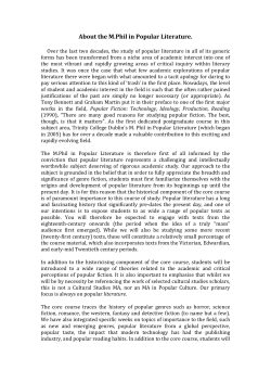 About the M.Phil in Popular Literature.