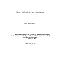 Memory and Exile in the Poetry of Luis Cernuda Aileen Anne