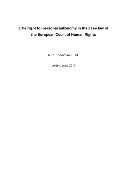 (The right to) personal autonomy in the case law of the European