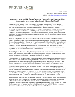 Announce plans to refresh and rebrand historic 151 room Seattle