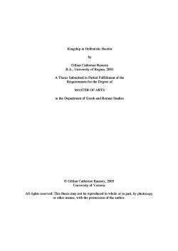 Kingship in Hellenistic Bactria Gillian Catherine Ramsey B.A.