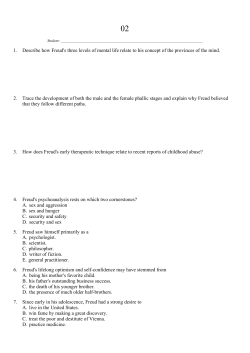 1. Describe how Freud`s three levels of mental life relate to his
