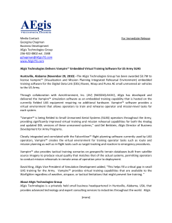 AEgis Technologies Delivers Vampire&trade; Embedded Virtual Training
