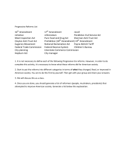 Progressive Reforms List