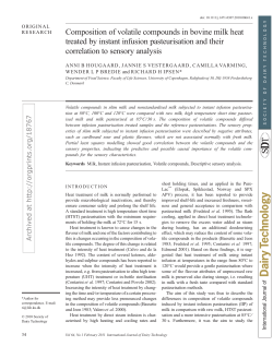 Composition of volatile compounds in bovine milk heat treated by