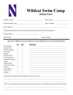 Wildcat Swim Camp Medical Form