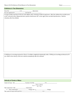 Physics 03-09 Collisions of Point Masses in Two Dimensions