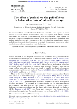 The effect of preload on the pull-off force in indentation tests of