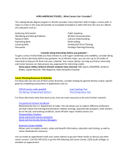 AFRO-AMERICAN STUDIES&hellip; What Careers Can I Consider? The