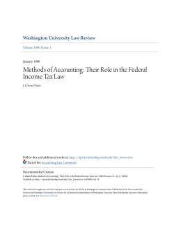 Methods of Accounting: Their Role in the Federal Income Tax Law