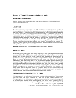 Impact of Tissue Culture on Agriculture in India