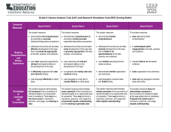 Grade 3 Literary Analysis Task
