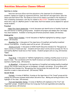 Nutrition Education Classes Offered