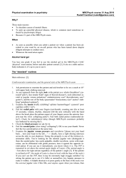 1 Physical examination in psychiatry MRCPsych