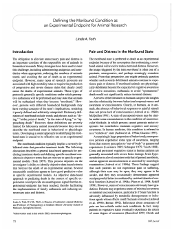 Defining the Moribund Condition as an Experimental Endpoint for