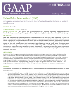 Helen Keller International (HKI) - Gender, Agriculture, and Assets