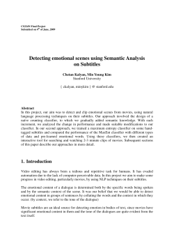 Detecting emotional scenes using Semantic Analysis on Subtitles