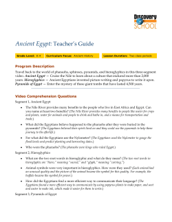 ncient Egypt: Teacher`s Guide