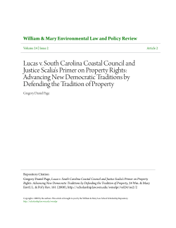 Lucas v. South Carolina Coastal Council and Justice Scalia`s Primer