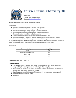 Course Outline: Chemistry 30