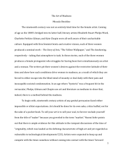 1 The Art of Madness Miceala Shocklee The nineteenth century was