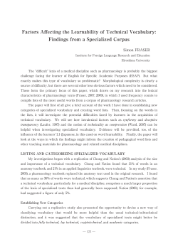 Factors Affecting the Learnability of Technical Vocabulary: Findings