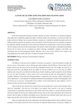 a study of factors affecting diffusion of innovation
