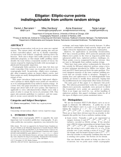 Elligator: Elliptic-curve points indistinguishable from uniform random
