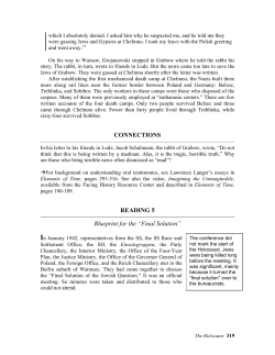 CONNECTIONS READING 5 Blueprint for the &ldquo;Final Solution&rdquo;