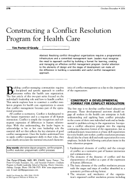 Constructing a Conflict Resolution Program for Health Care