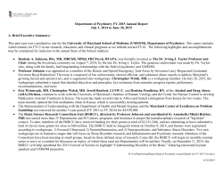 Annual Report (FY15) - University of Maryland School of Medicine