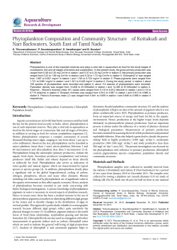 Phytoplankton Composition and Community Structure of Kottakudi