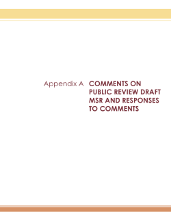 Appendix A COMMENTS ON PUBLIC REVIEW DRAFT MSR AND