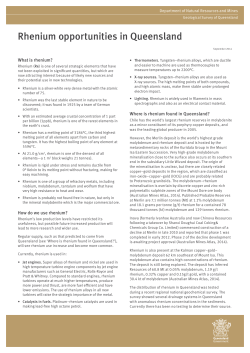 Rhenium opportunities in Queensland