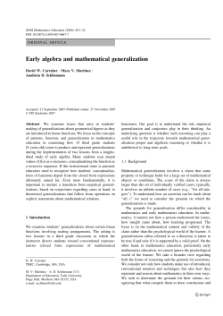Early algebra and mathematical generalization