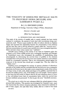 the toxicity of dissolved metallic salts to polycelis nigra