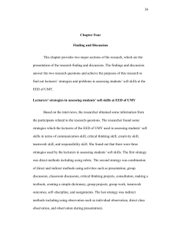 26 Chapter Four Finding and Discussion This chapter provides two