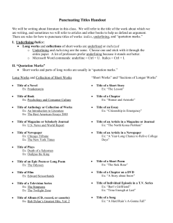 Punctuating Titles Handout