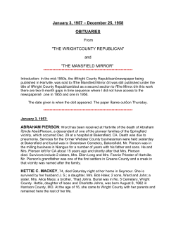 January 3, 1957 &ndash; December 25, 1958 OBITUARIES From