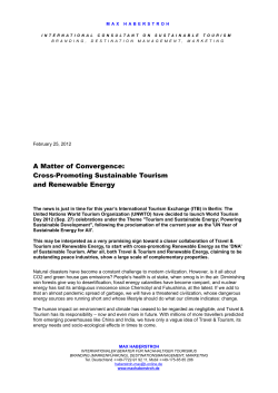 Cross-Promoting Sustainable Tourism and Renewable Energy