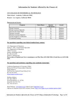 Information for Students Affected by the Closure of