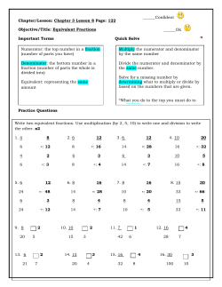 Chapter 3 Lesson 8 Page: 122 Objective/Title: Equivalent Fractions