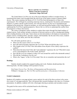DRAFT University of Pennsylvania HIST 231 Slavery and the U.S.