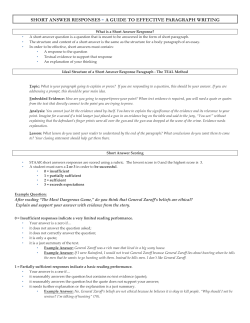 Short Answer Responses Notes
