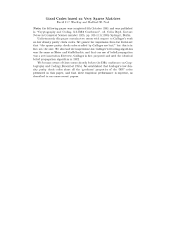 Good Codes based on Very sparse Matrices David J.C. MacKay and