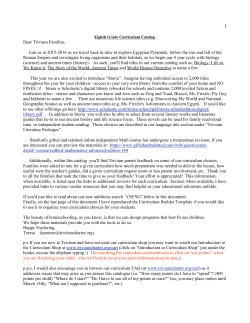 Grade 8 Curriculum Catalog